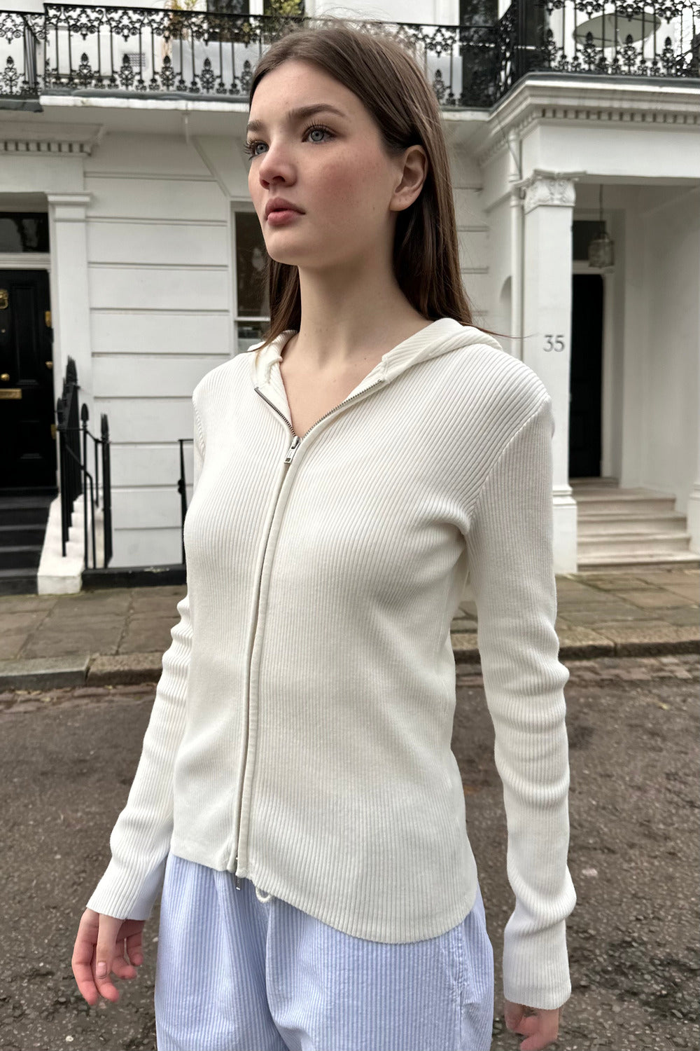 Zip Up Brandy Melville Kurze Jacke Brandy Melville Grau