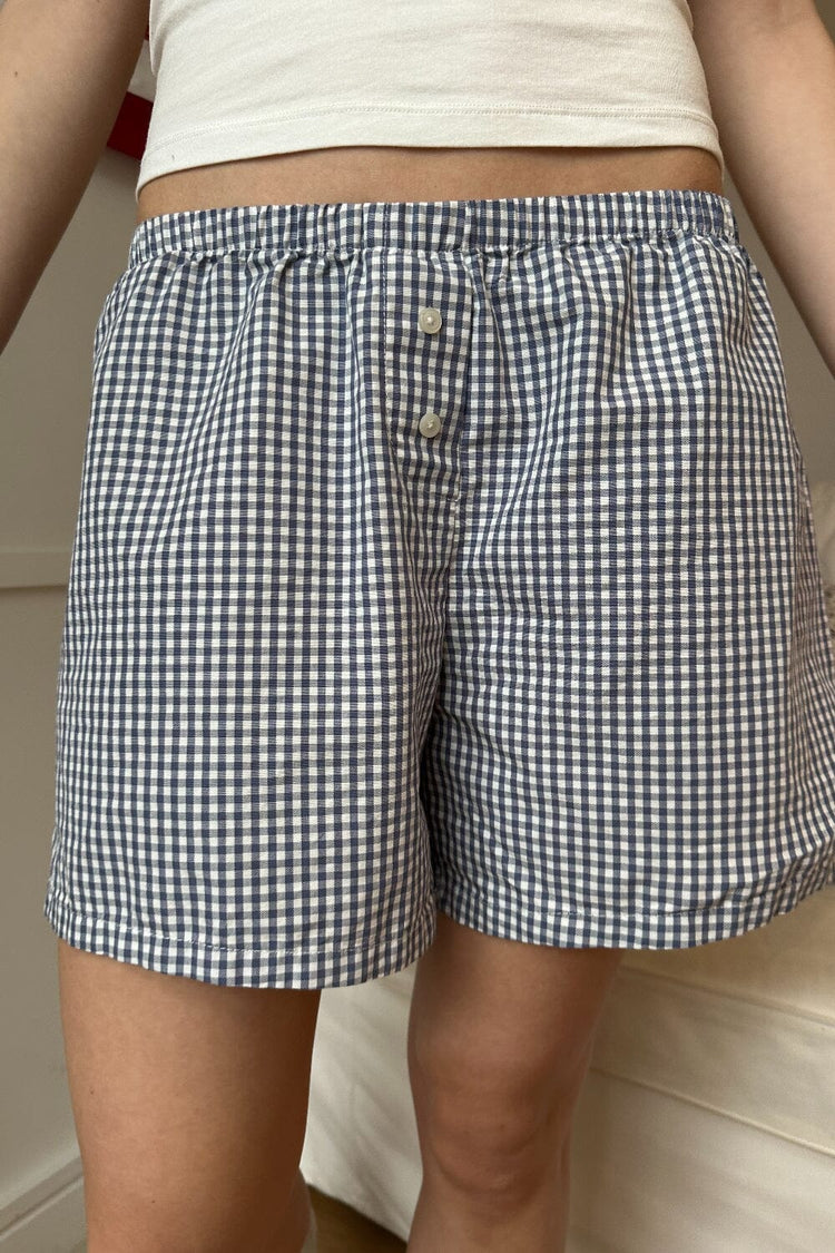 Keira Long Gingham Boxer Shorts | Light Blue Gingham / XS/S