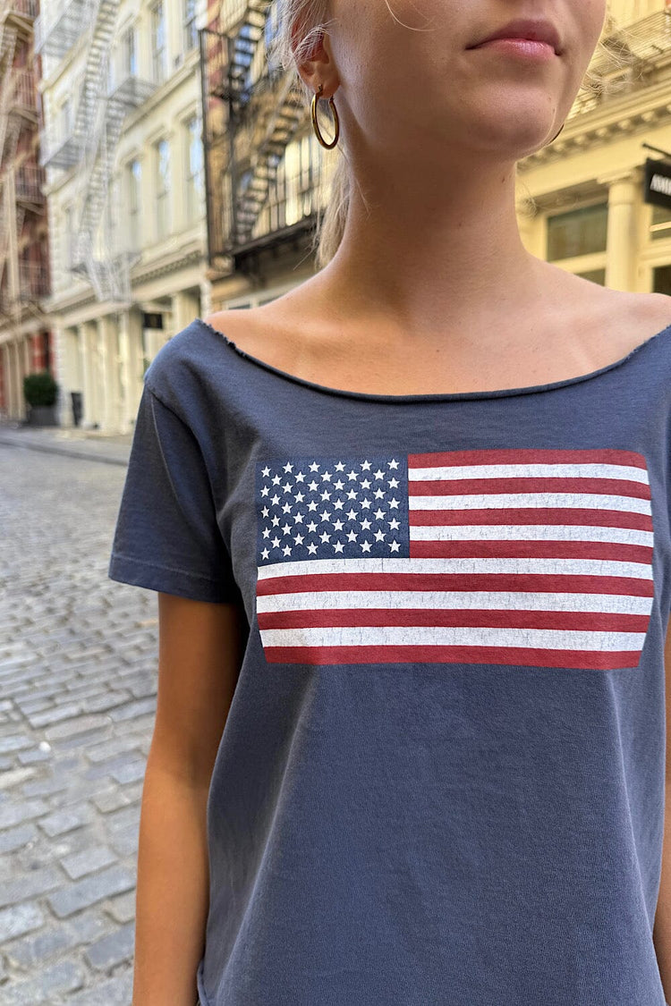 Robyn American flag Top | Faded Navy Blue / XS/S