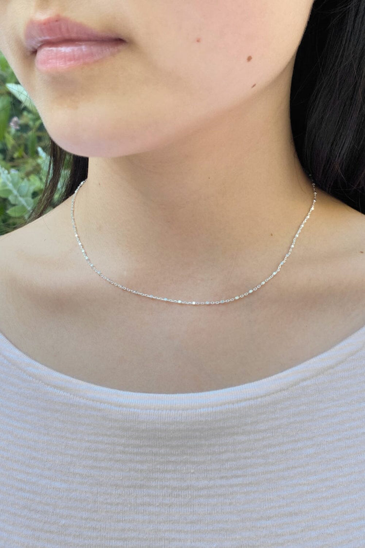 Beaded Chain Necklace | Silver