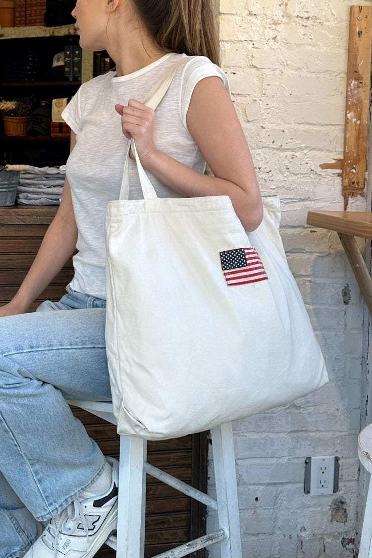 American Flag Tote Bag | Ivory
