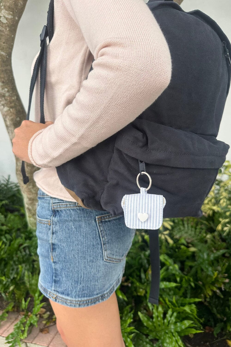 Striped Mini Bag Keychain | Blue and Light Blue Stripes
