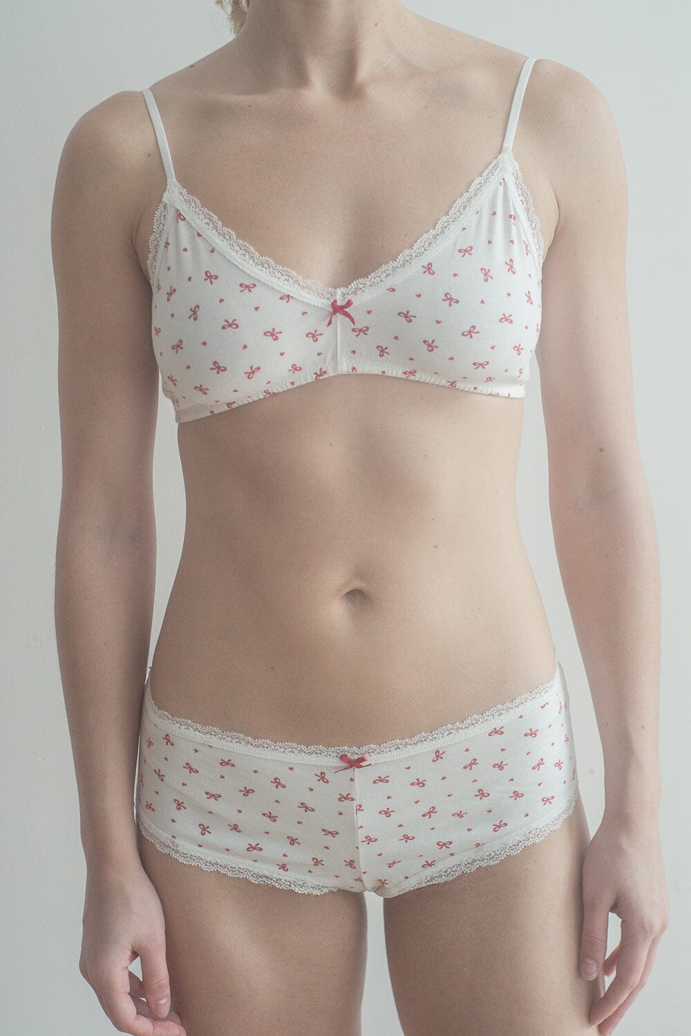Bows & Heart Underwear | White With Red Bows And Hearts / XS/S