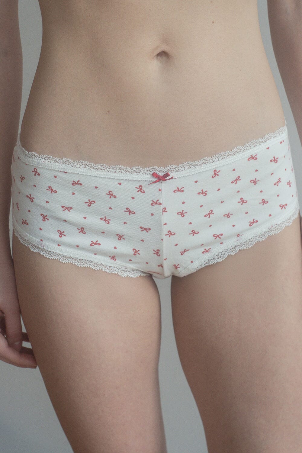Bows & Heart Underwear | White With Red Bows And Hearts / XS/S