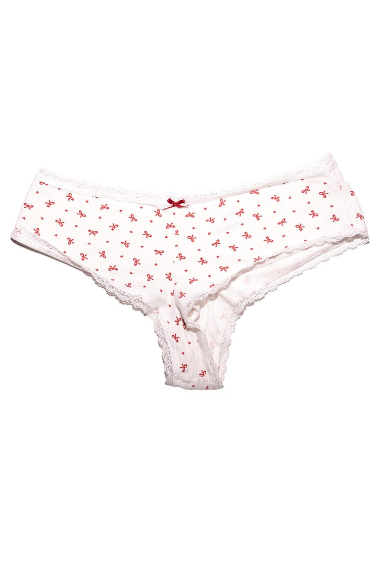 Bows & Heart Underwear | White With Red Bows And Hearts / XS/S