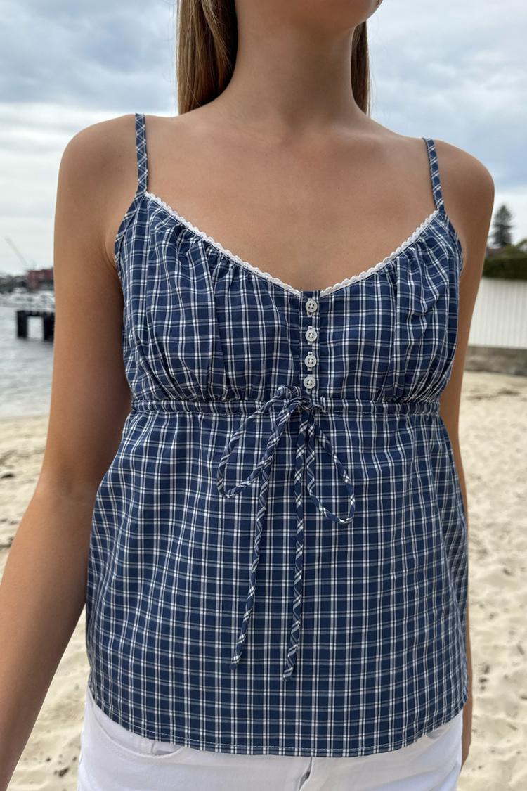 Tiffany Gingham Tank | Blue Gingham / XS/S
