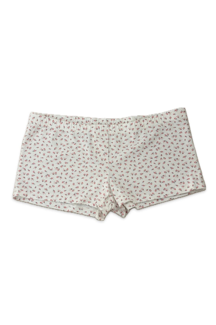 Floral Boxer Underwear | White With Rosebud / XS/S