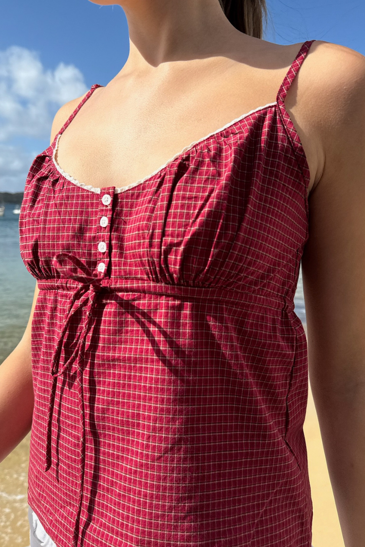 Tiffany Plaid Tank | Red With White And Black Plaid / XS/S