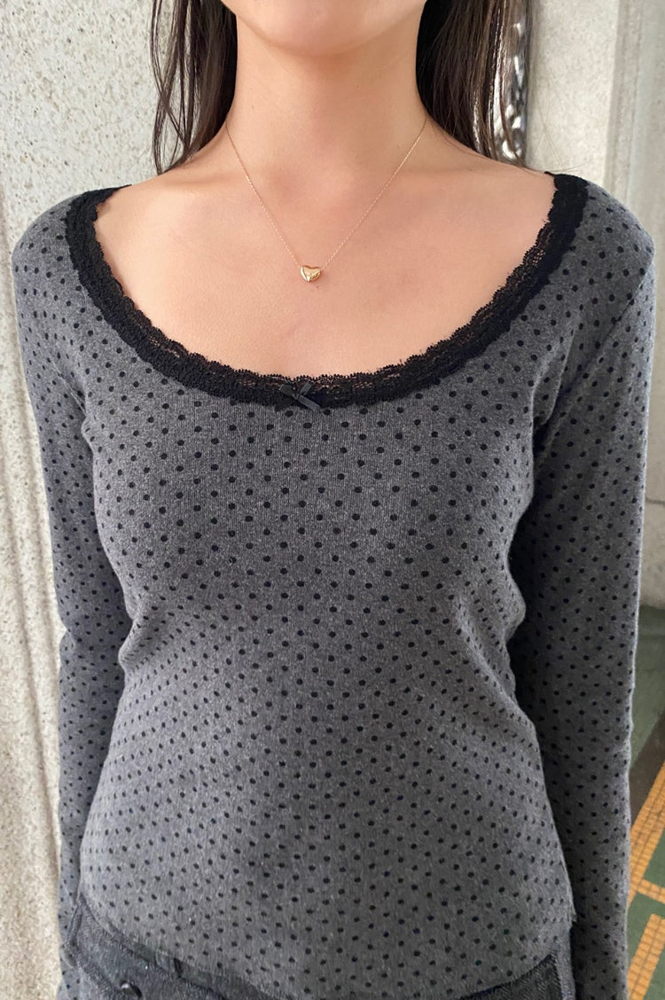 McKenna Polka Dots Top | Grey Black Polka Dots / XS/S
