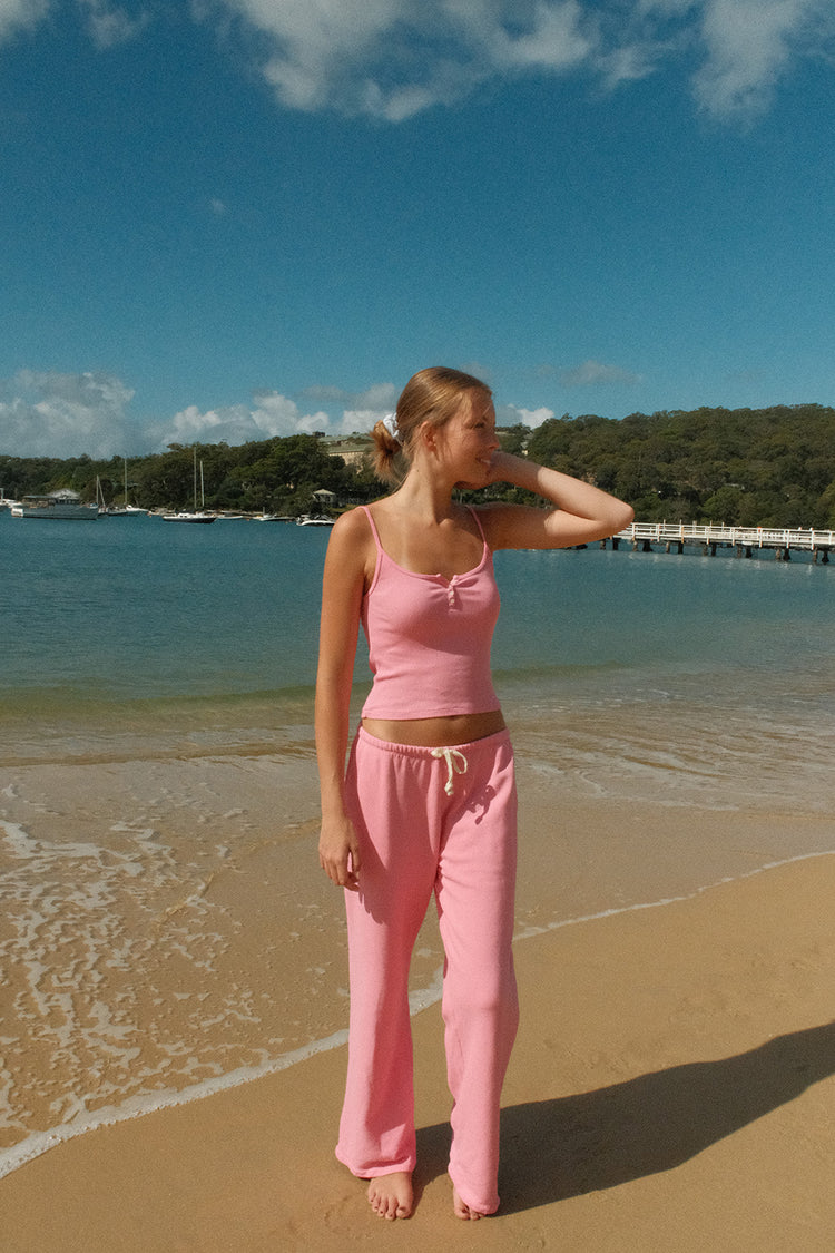 Anastasia Tie Sweatpants | Bubblegum Pink / XS/S