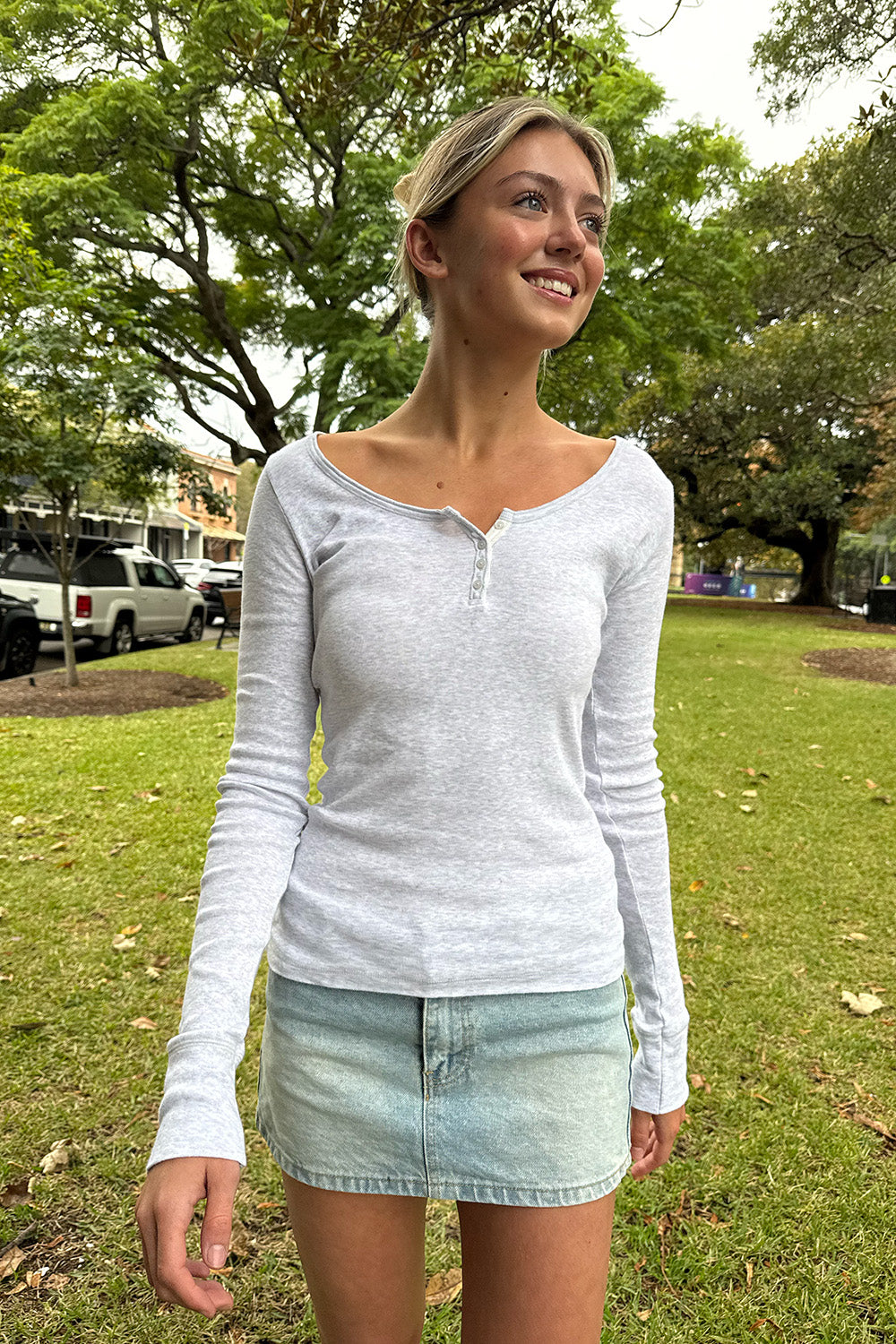 Zelly Long Sleeve Top | Silver Grey / S