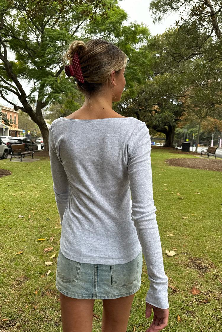 Zelly Long Sleeve Top | Silver Grey / S