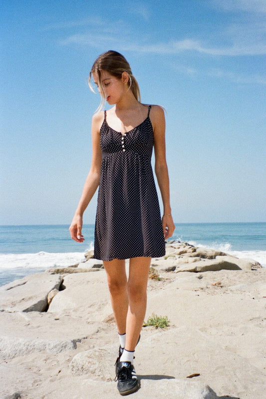 Navy White Polka Dots / S
