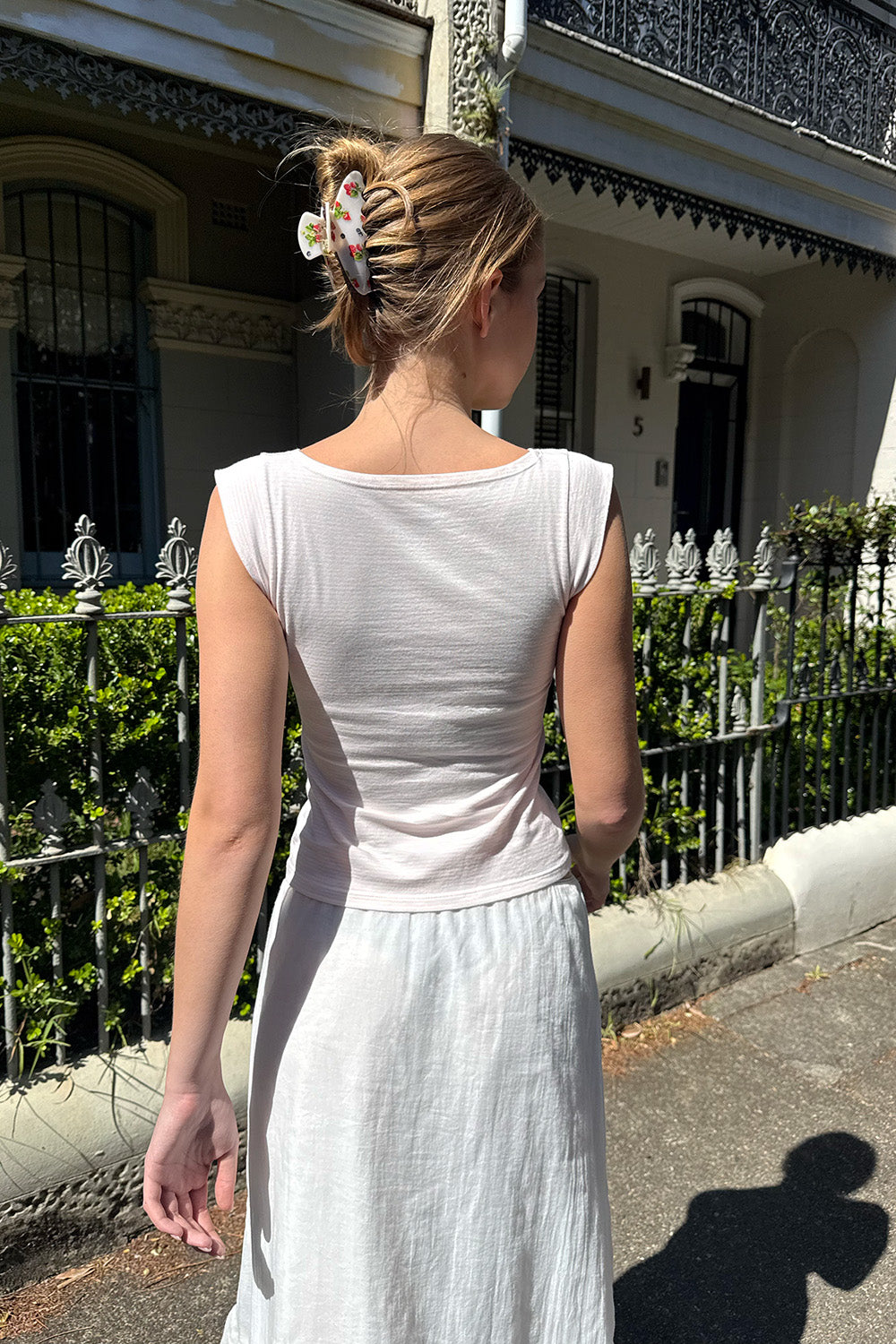 Amara Striped Tank | Light Pink White Stripes / XS/S