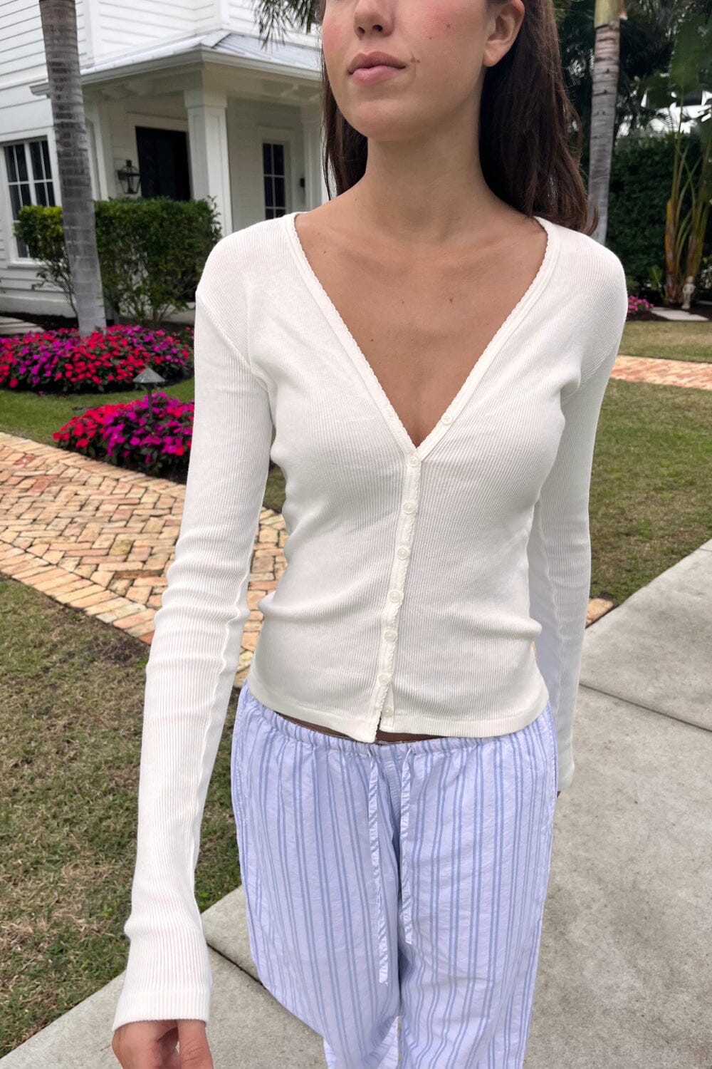 Paige Ruffle Long Sleeve Top | White / S
