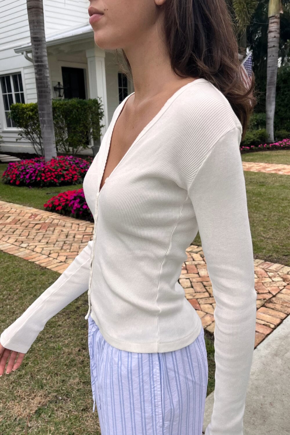 Paige Ruffle Long Sleeve Top | White / S