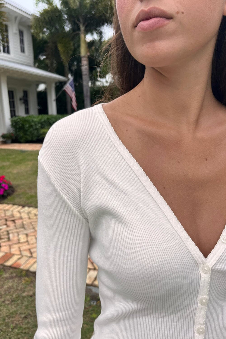 Paige Ruffle Long Sleeve Top | White / S