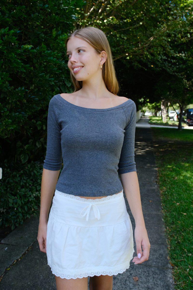 Camila Off The Shoulder Top | Charcoal / XS/S