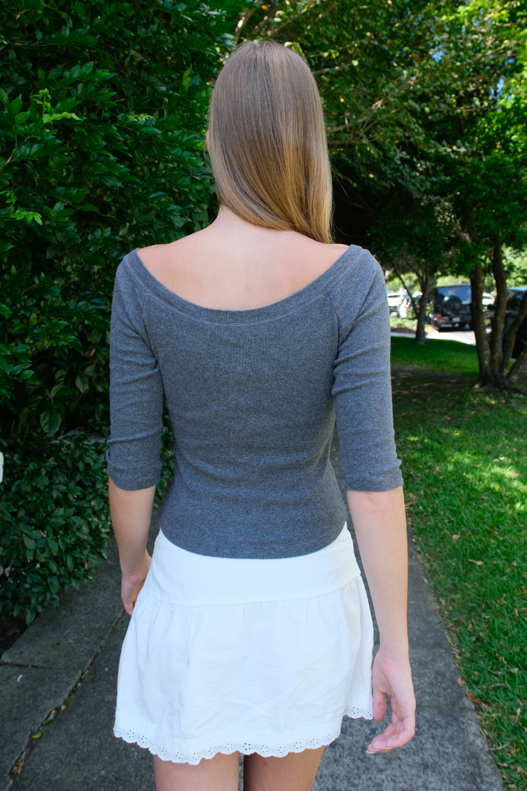 Camila Off The Shoulder Top | Charcoal / XS/S