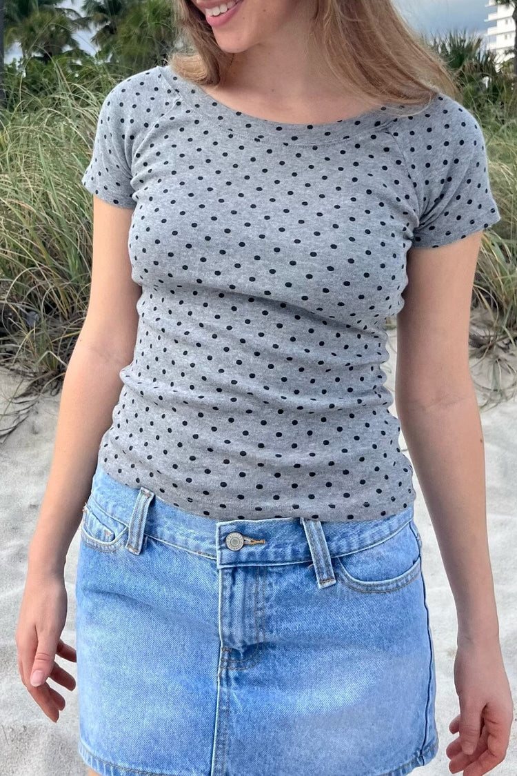 Ginny Polka Dot Top | Dark Grey and Black Polka Dots / XS/S