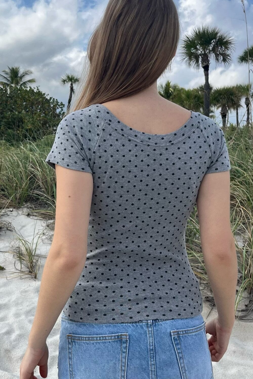 Ginny Polka Dot Top | Dark Grey and Black Polka Dots / XS/S