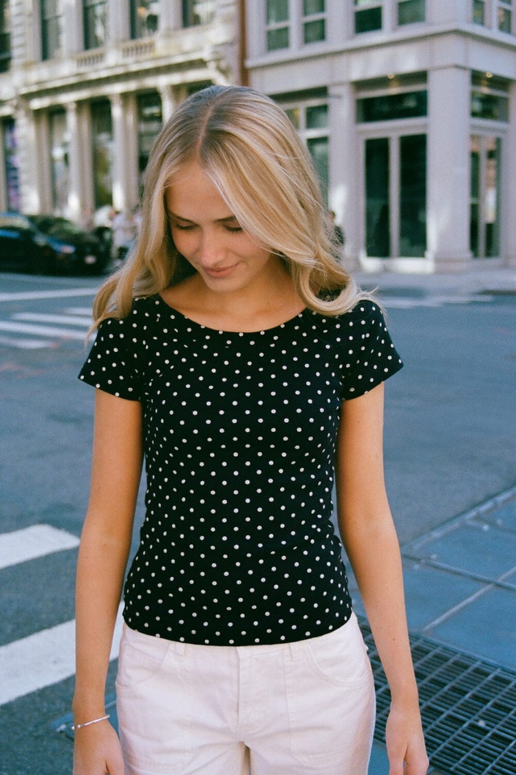 Ginny Polka Dot Top | Navy with White Polka Dots / XS/S