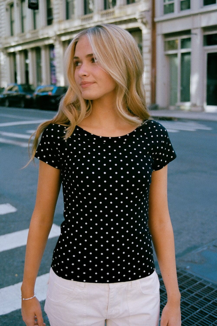 Ginny Polka Dot Top | Navy with White Polka Dots / XS/S
