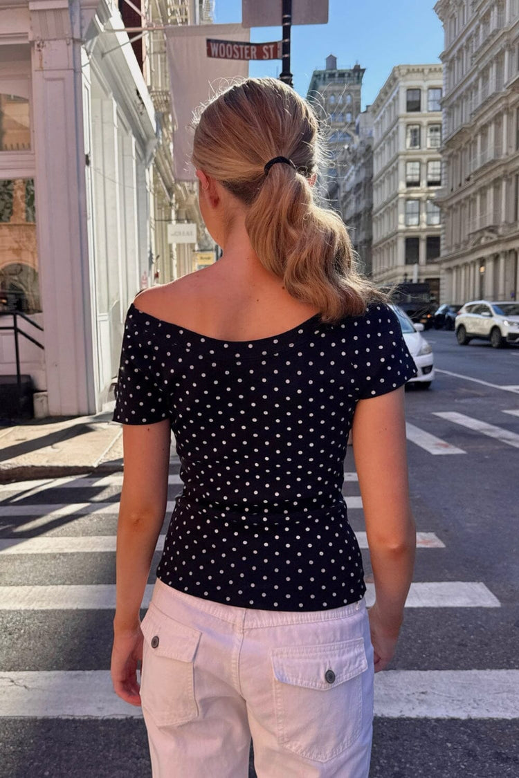 Ginny Polka Dot Top | Navy with White Polka Dots / XS/S