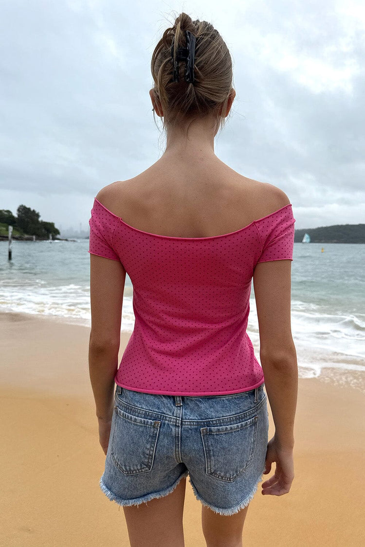 Bonnie Polka Dots Top | Pink with Red Polka Dots / XS/S