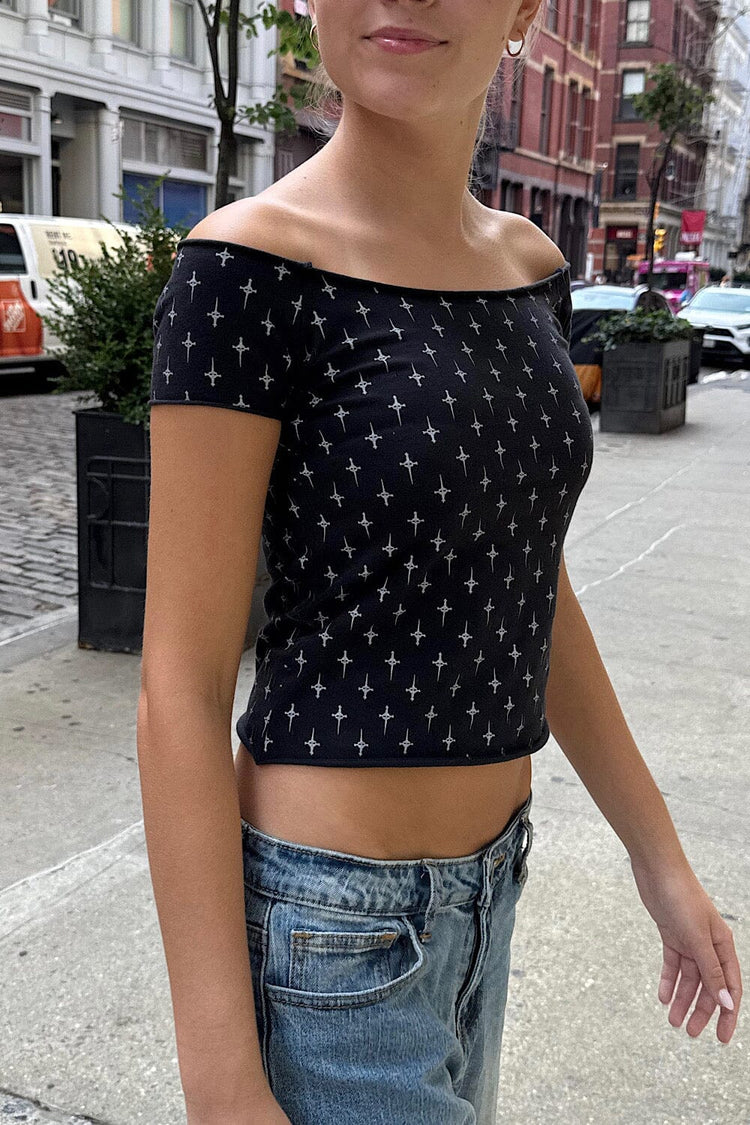 Bonnie Dagger Top | Black with White Dagger / XS/S