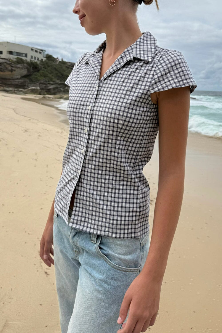 Rue Plaid Top | Navy and White Plaid / XS/S
