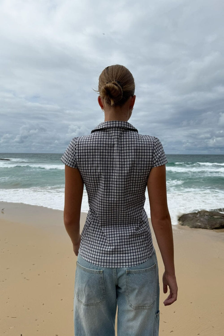 Rue Plaid Top | Navy and White Plaid / XS/S
