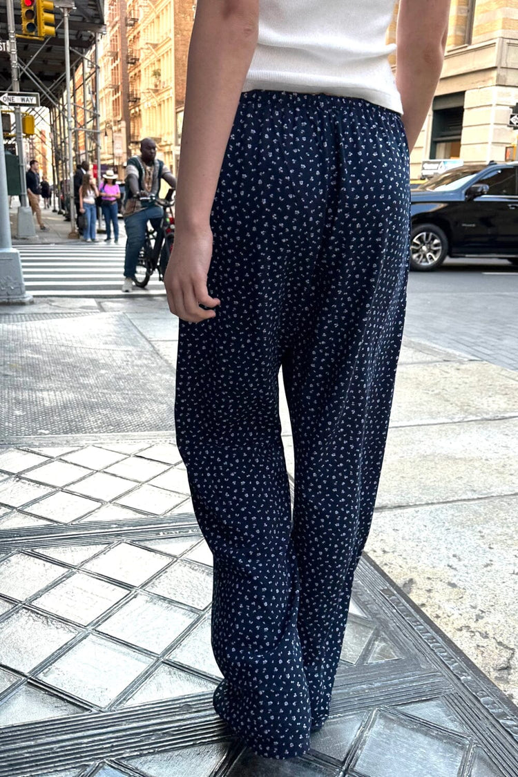 Anastasia Floral Pants | Navy Blue With White Floral / S