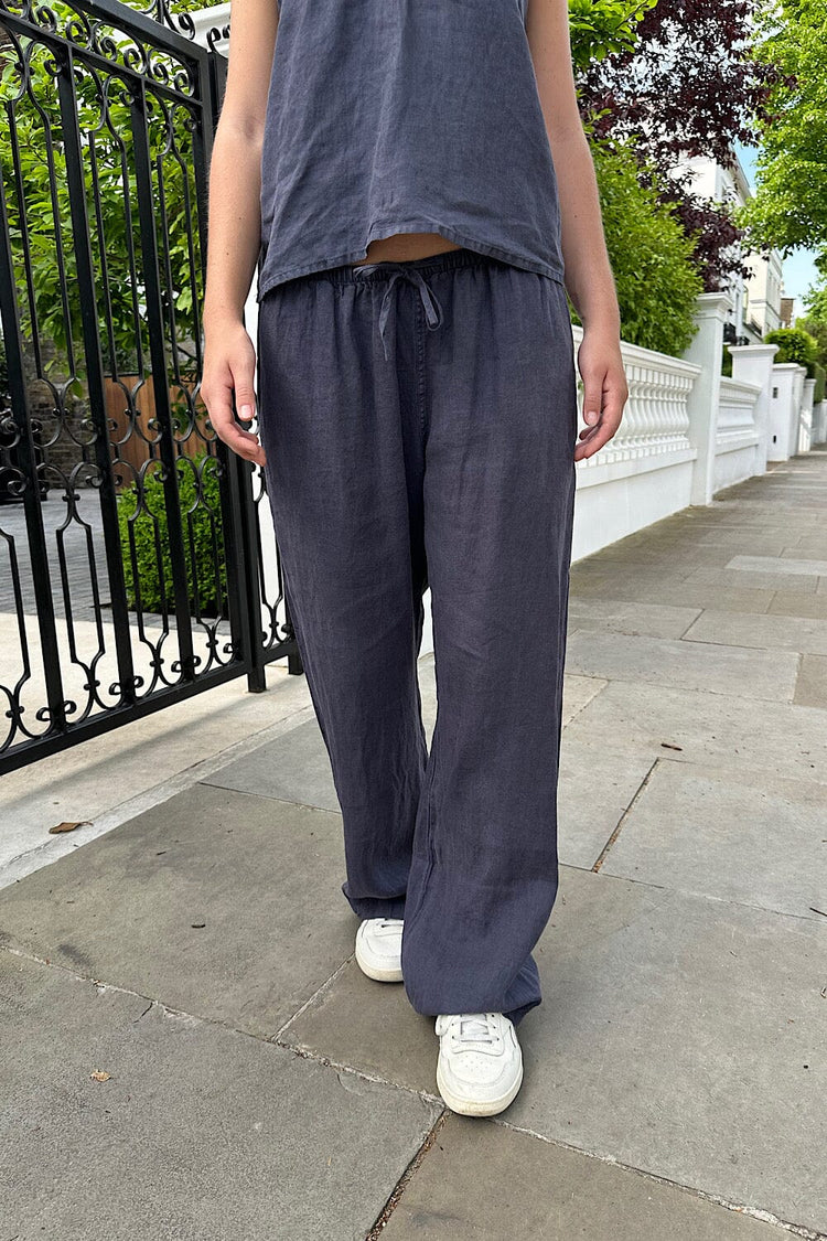 Anastasia Linen Pants | Faded Navy Blue / S