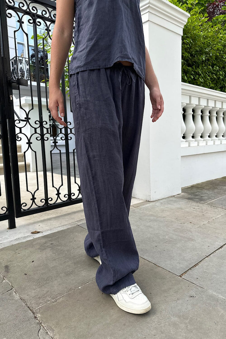 Anastasia Linen Pants | Faded Navy Blue / S