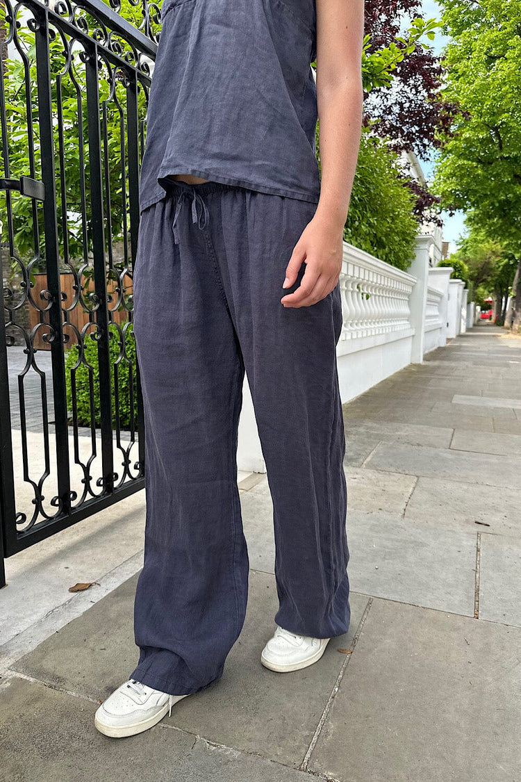 Anastasia Linen Pants | Faded Navy Blue / S