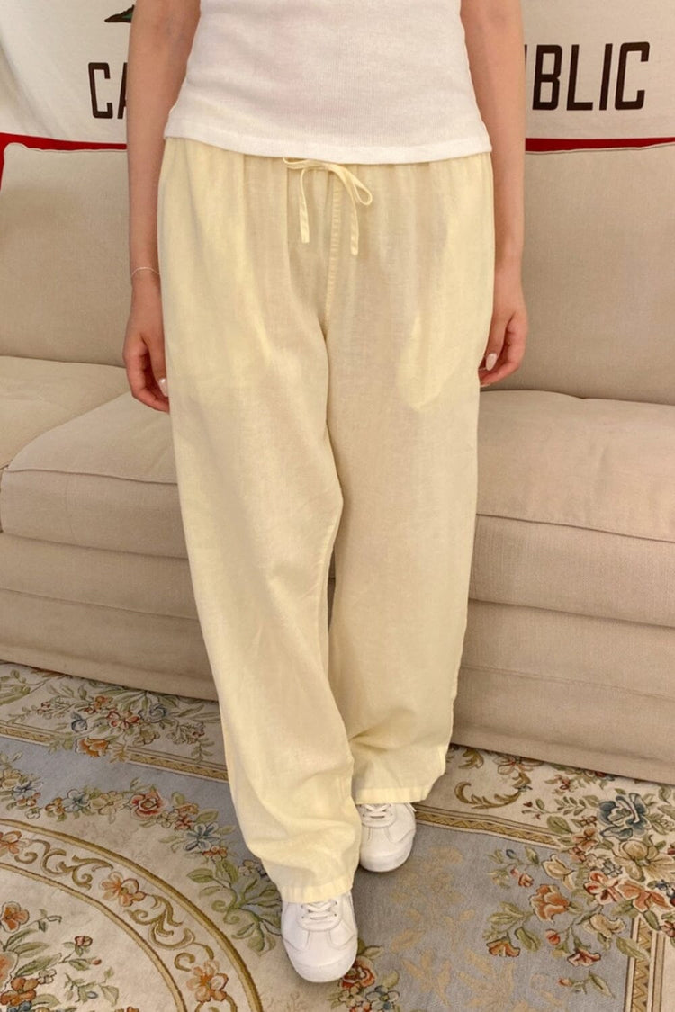Anastasia Linen Pants | Pastel Yellow / S