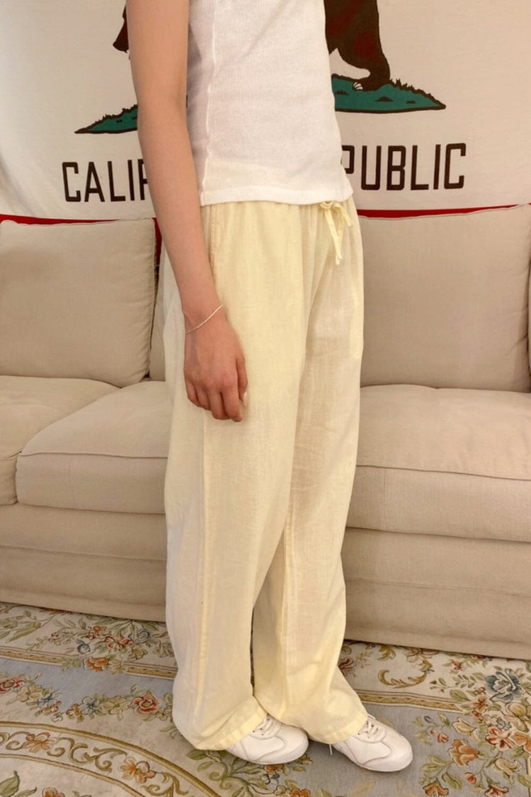 Anastasia Linen Pants | Pastel Yellow / S