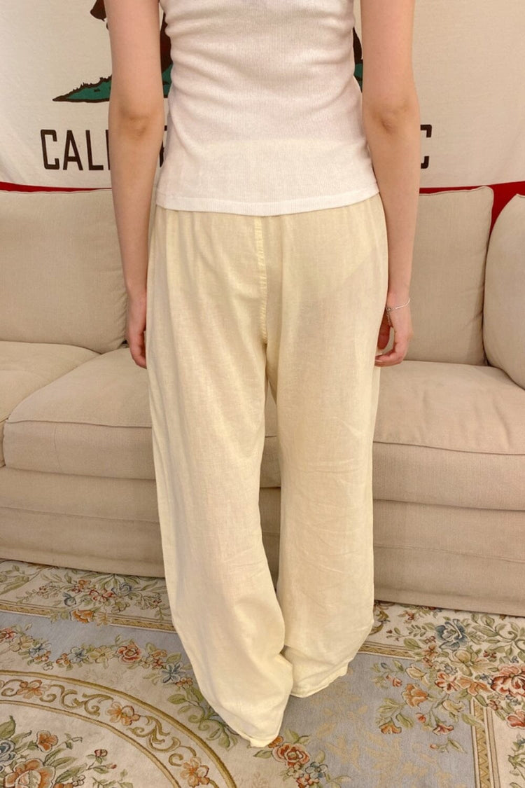 Anastasia Linen Pants | Pastel Yellow / S