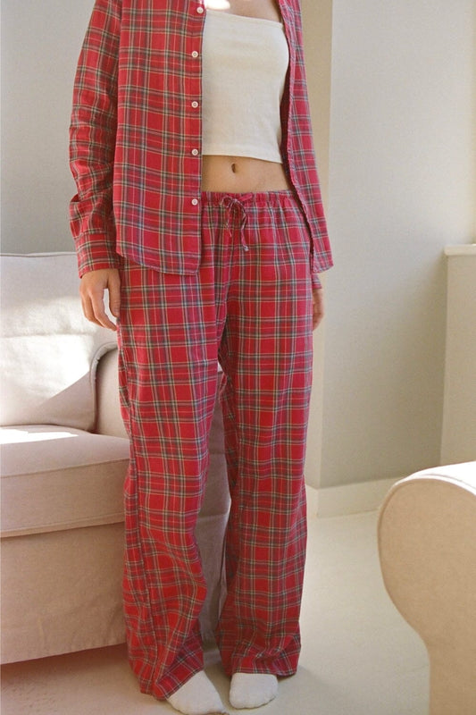 Red Brown and White Plaid / XS/S