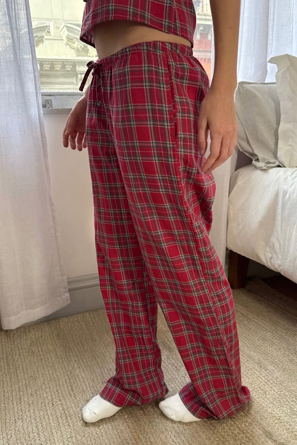 Noelia Plaid Pants | Red Brown and White Plaid / XS/S