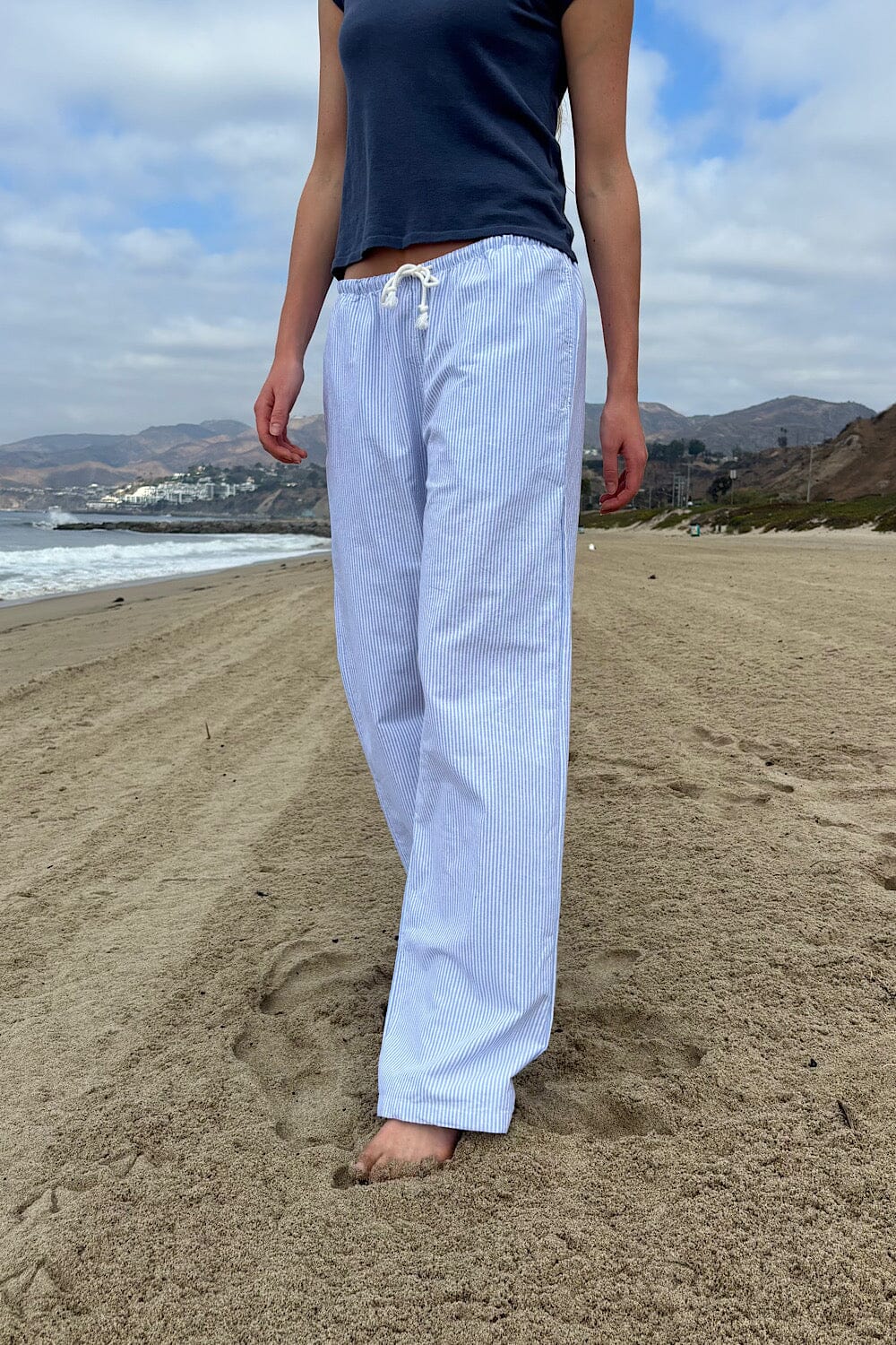 Nanda Pants | Light Blue And White Stripes / S