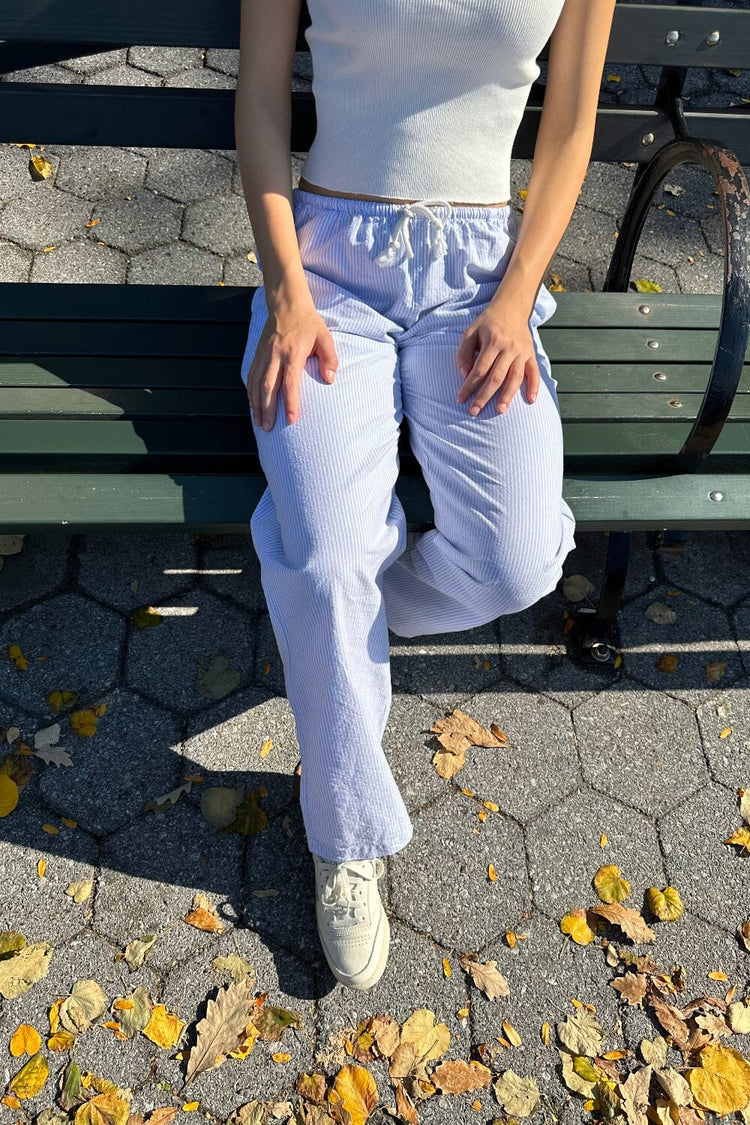 Nanda Pants | White Light Blue Striped / S/M