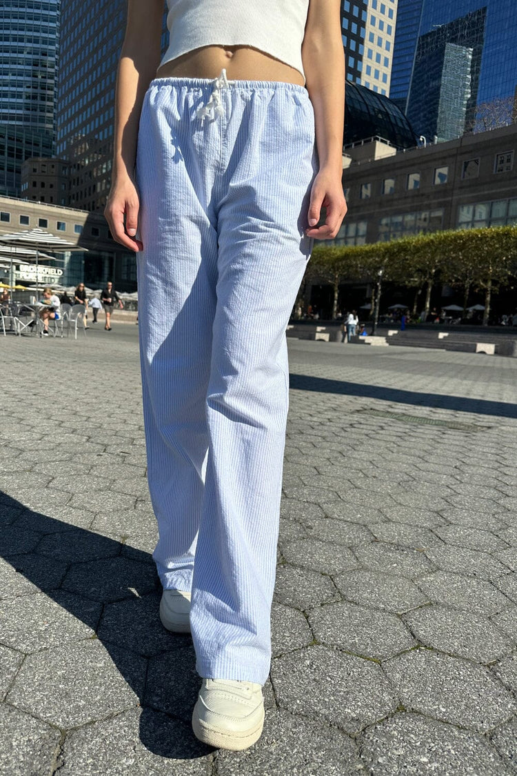 Nanda Pants | White Light Blue Striped / S/M