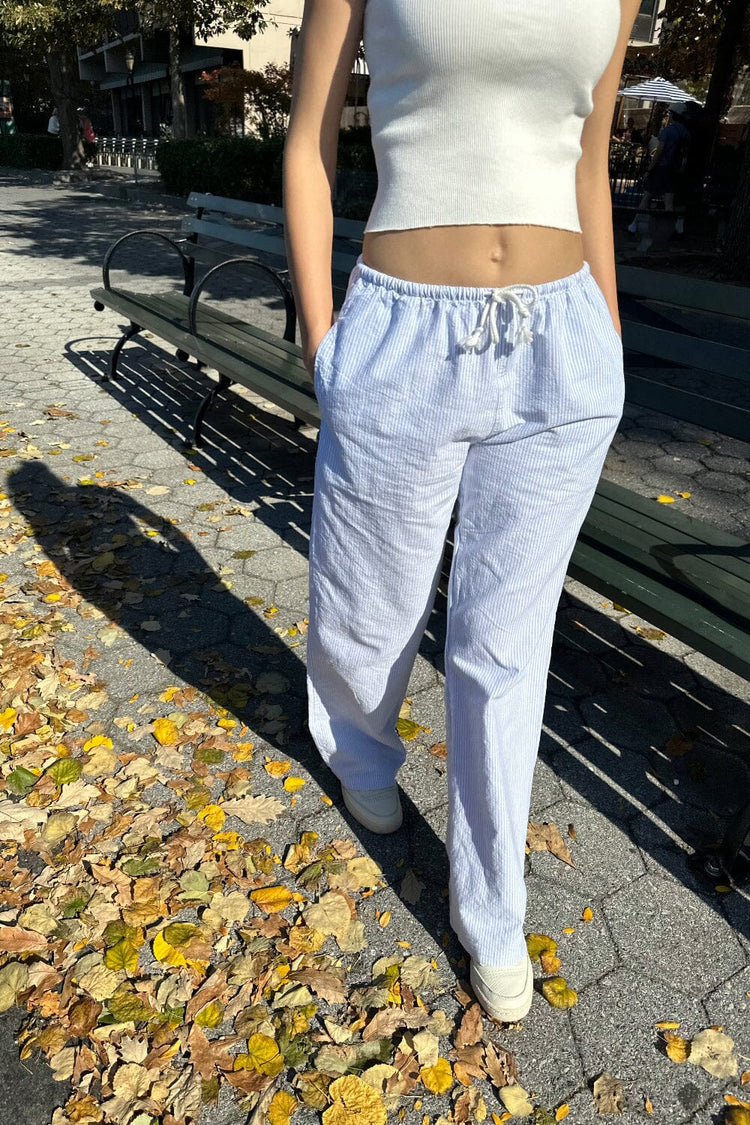 Nanda Pants | White Light Blue Striped / S/M