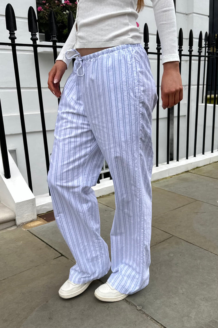 Nanda Stripe Pants | White Light Blue Double Stripes / S/M