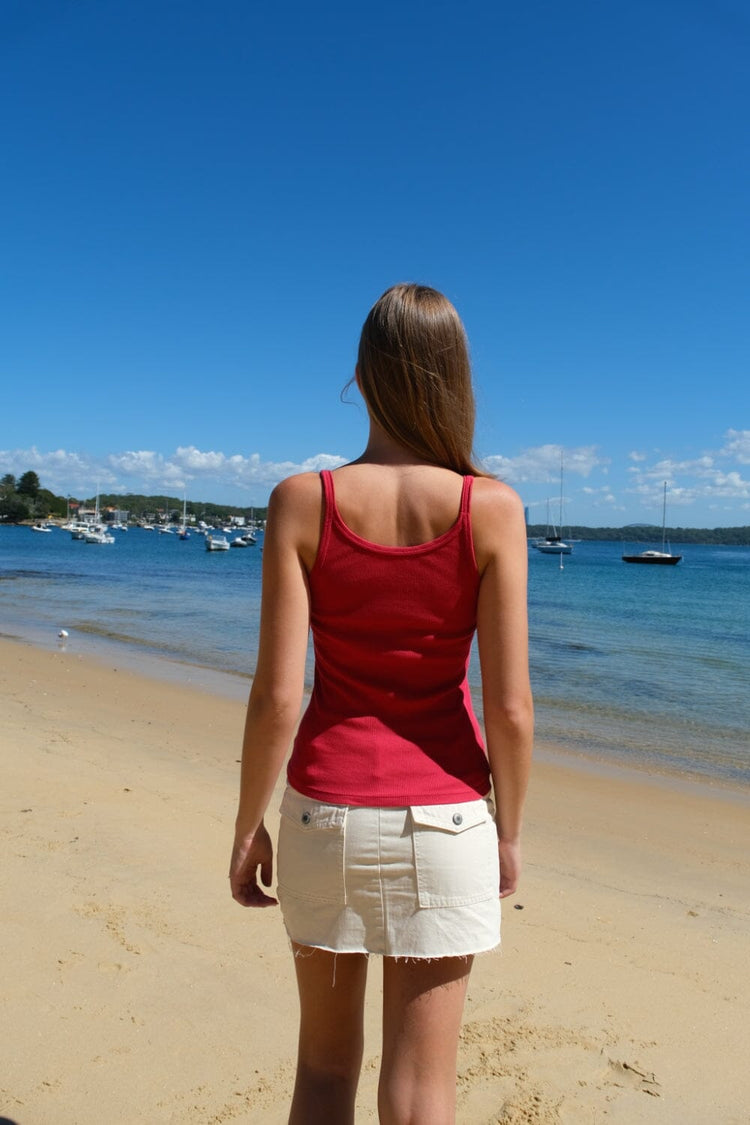 Beyonca Long Tank | Bright Red / XS/S