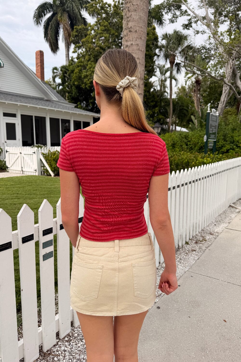 Ashlyn Stripe Top | Red with Light Red Stripes
