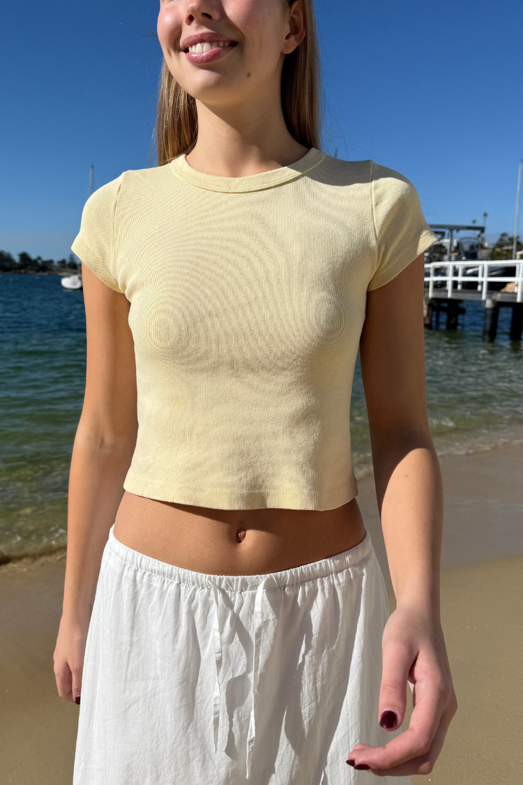 Ashlyn Crop Top | Pastel Yellow / XS/S