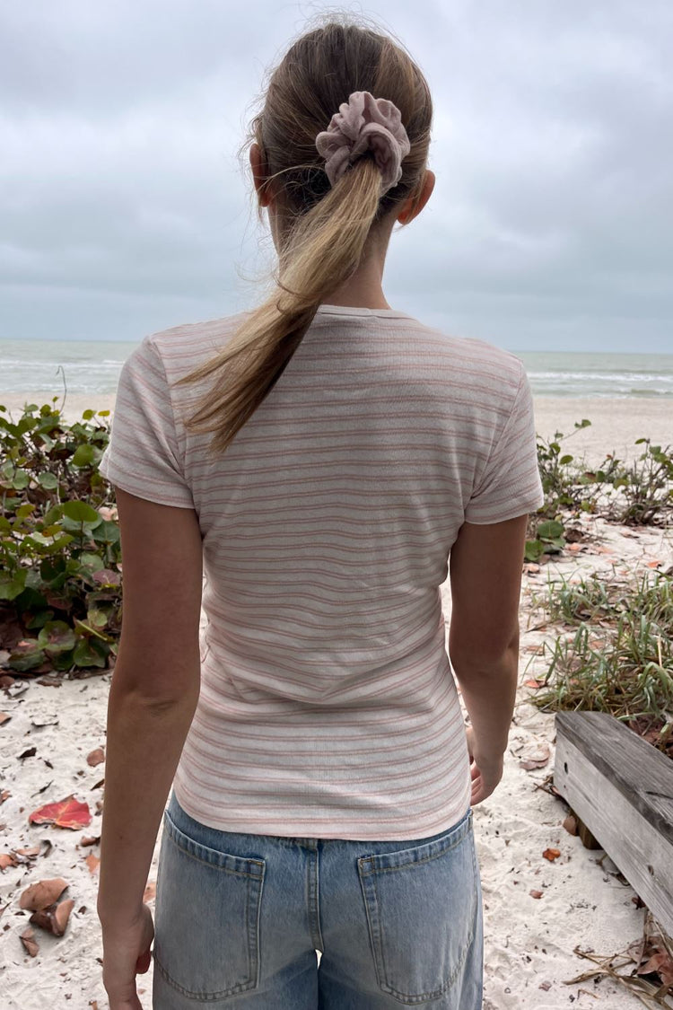 Hailie Striped Top | White Pink Double Stripes / XS/S